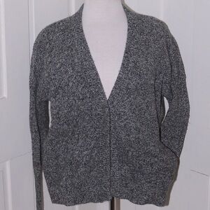 Velvet Graham & Spencer Grey Black White Heather 1 Button Cardigan Sweater SMALL